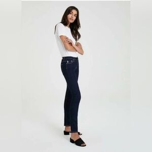 Size 22-32. AGB-TYPE 02. Dark Indigo High-Rise Straight Jeans  Women RETAIL 235$